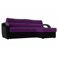 Угловой диван Форсайт (микровельвет фиолетовый черный)